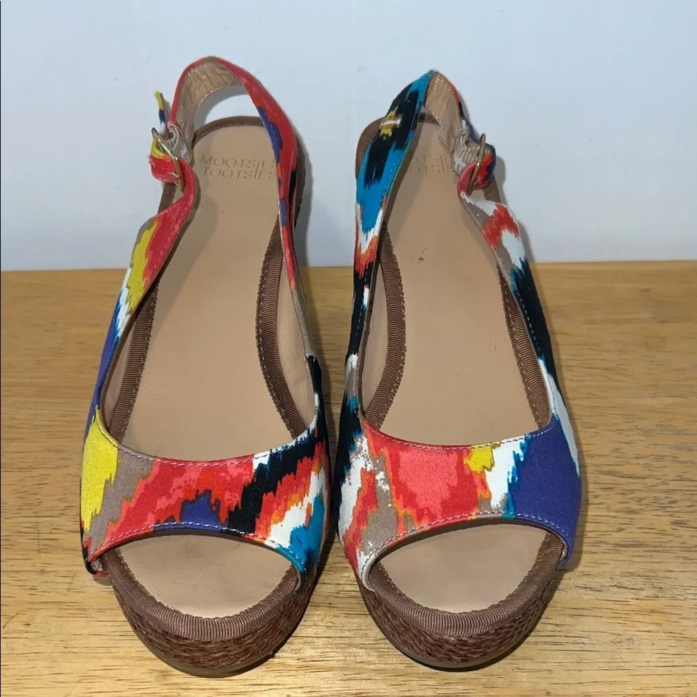 Mootsies Tootsies Moloker Multicolor Wedge Sandals 031026 Size 9M
